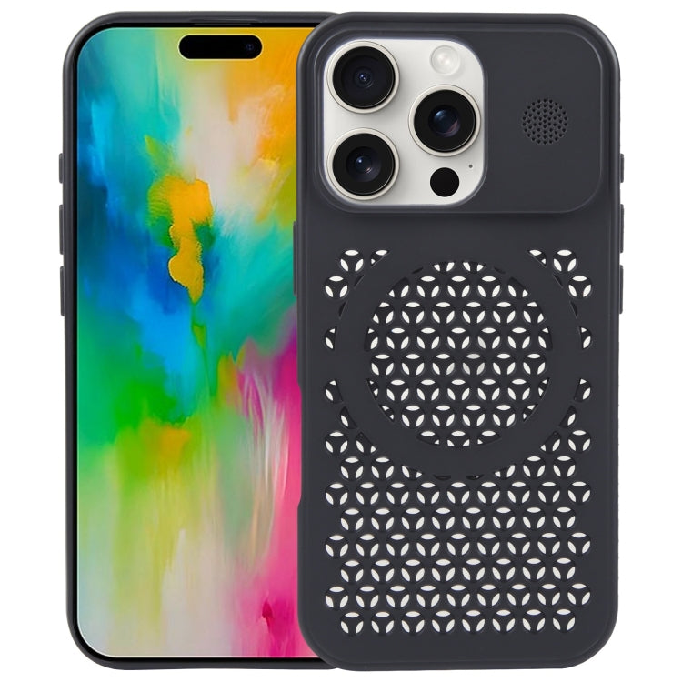 For iPhone 16 Pro Max Pure Color Honeycomb Aromatherapy MagSafe Phone Case(Black) - iPhone 16 Pro Max Cases by PMC Jewellery | Online Shopping South Africa | PMC Jewellery | Buy Now Pay Later Mobicred