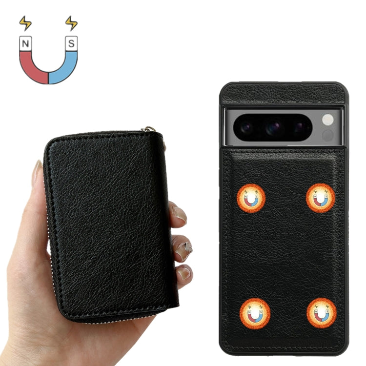 For Google Pixel 6 Pro Solid Color Zipper 11-Card Slots Bag Phone Case with Lanyard(Black) - Google Cases by PMC TechLife | Online Shopping South Africa | PMC TechLife | Buy Now Pay Later Mobicred