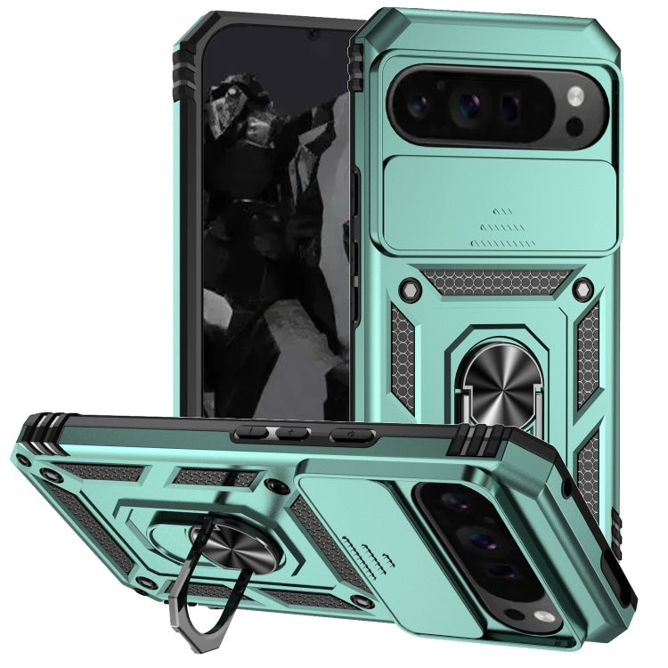 For Google Pixel 9 Pro Sliding Camshield Holder Phone Case(Green) - Google Cases by PMC Jewellery | Online Shopping South Africa | PMC Jewellery | Buy Now Pay Later Mobicred