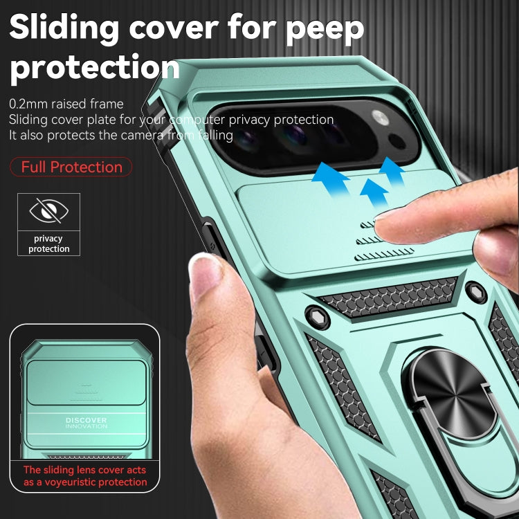 For Google Pixel 9 Pro Sliding Camshield Holder Phone Case(Green) - Google Cases by PMC Jewellery | Online Shopping South Africa | PMC Jewellery | Buy Now Pay Later Mobicred