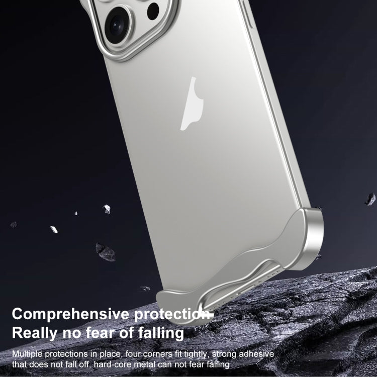 For iPhone 16 Pro Aromatherapy Alloy Frameless Phone Case(Silver) - iPhone 16 Pro Cases by PMC Jewellery | Online Shopping South Africa | PMC Jewellery | Buy Now Pay Later Mobicred