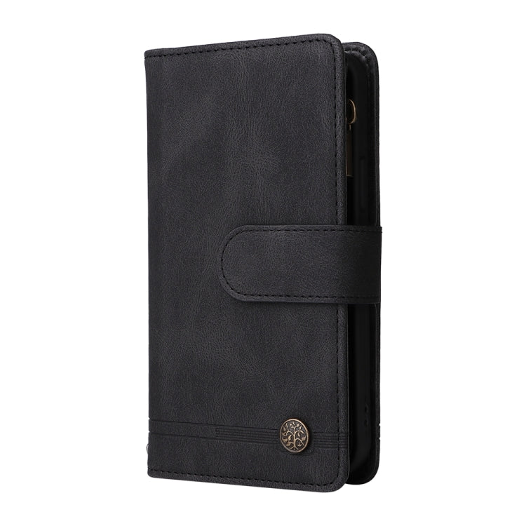 For iPhone 16 Plus Skin Feel Multi-Card Wallet Zipper Leather Phone Case(Black) - iPhone 16 Plus Cases by PMC TechLife | Online Shopping South Africa | PMC TechLife | Buy Now Pay Later Mobicred