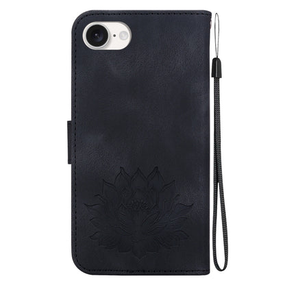 For iPhone SE 2024 Lotus Embossed Leather Phone Case(Black) - More iPhone Cases by PMC Jewellery | Online Shopping South Africa | PMC Jewellery | Buy Now Pay Later Mobicred