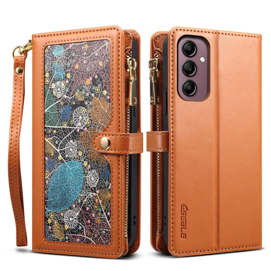 For Samsung Galaxy S24 FE 5G ESEBLE Star Series Lanyard Zipper Wallet RFID Leather Case(Brown) - Galaxy S24 FE 5G Cases by ESEBLE | Online Shopping South Africa | PMC Jewellery | Buy Now Pay Later Mobicred