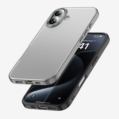 For iPhone 16 Armor Clear TPU Hard PC Phone Case(Matte Black) - iPhone 16 Cases by PMC Jewellery | Online Shopping South Africa | PMC Jewellery | Buy Now Pay Later Mobicred