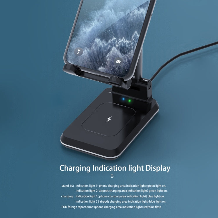 T6 2 in 1 Portable Folding Stand Wireless Charging, Style:Single Charge(Black) - Wireless Charger by PMC Jewellery | Online Shopping South Africa | PMC Jewellery | Buy Now Pay Later Mobicred