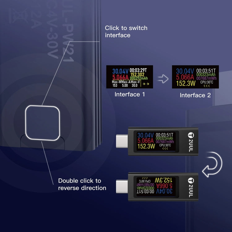 2UUL Charging Mate Type-C Mini Charging Detector with Bidirectional Current Test - Test Tools by 2UUL | Online Shopping South Africa | PMC TechLife | Buy Now Pay Later Mobicred