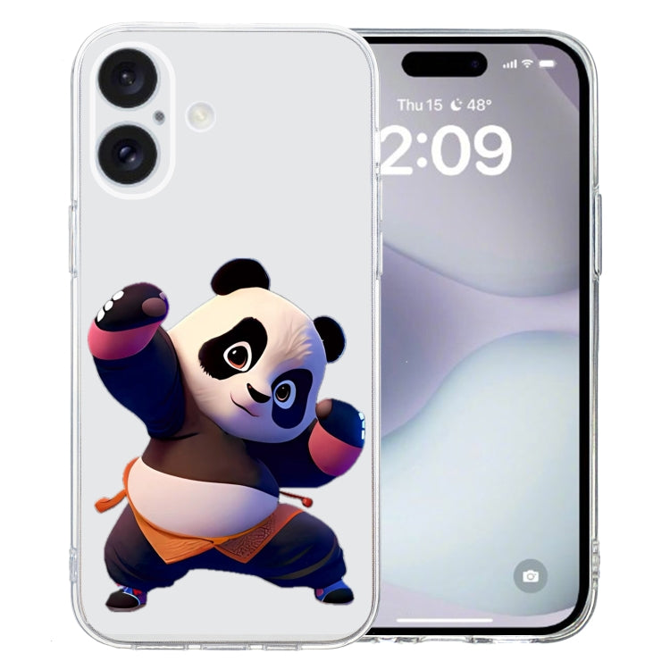 For iPhone 16 Colored Drawing Pattern Transparent TPU Phone Case(Panda) - iPhone 16 Cases by PMC Jewellery | Online Shopping South Africa | PMC Jewellery | Buy Now Pay Later Mobicred