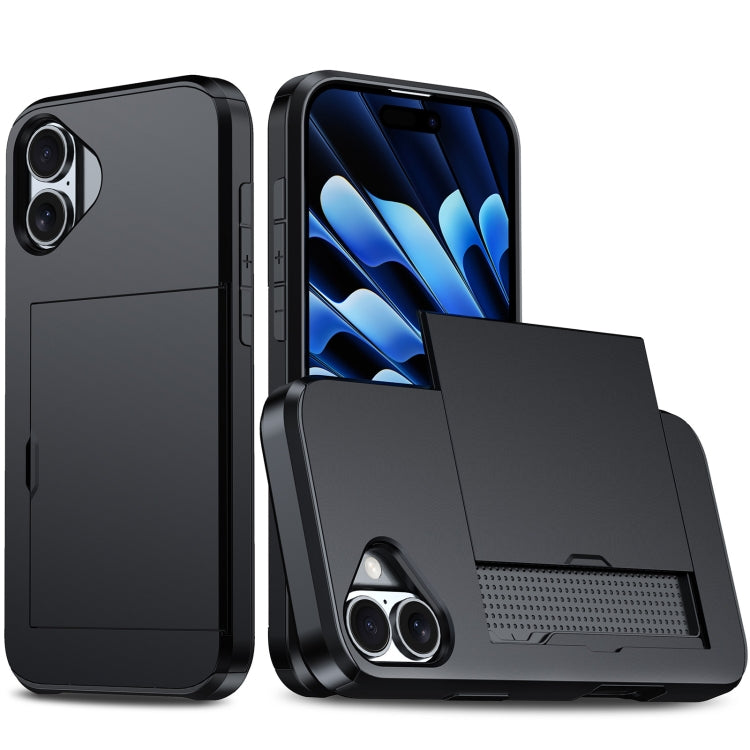 For iPhone 16 Shockproof Armor Phone Case with Card Slot(Black) - free shipping - PMC TechLife - Order now!