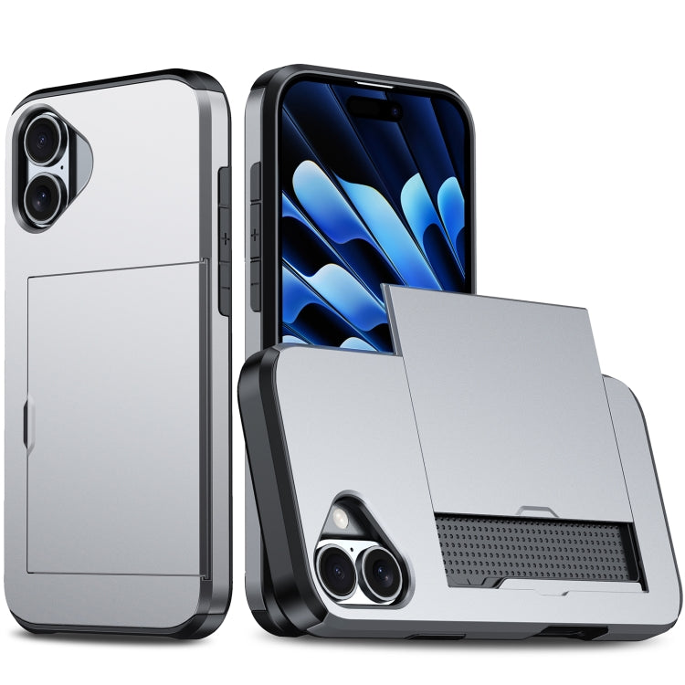 For iPhone 16 Shockproof Armor Phone Case with Card Slot(Grey) - iPhone 16 Cases by PMC TechLife | Online Shopping South Africa | PMC TechLife | Buy Now Pay Later Mobicred