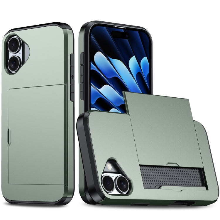 For iPhone 16 Shockproof Armor Phone Case with Card Slot(Dark Green) - iPhone 16 Cases by PMC Jewellery | Online Shopping South Africa | PMC Jewellery | Buy Now Pay Later Mobicred