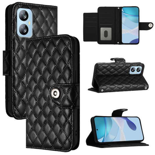 For Blackview A52 Rhombic Texture Flip Leather Phone Case with Lanyard(Black) - More Brand by PMC Jewellery | Online Shopping South Africa | PMC Jewellery | Buy Now Pay Later Mobicred