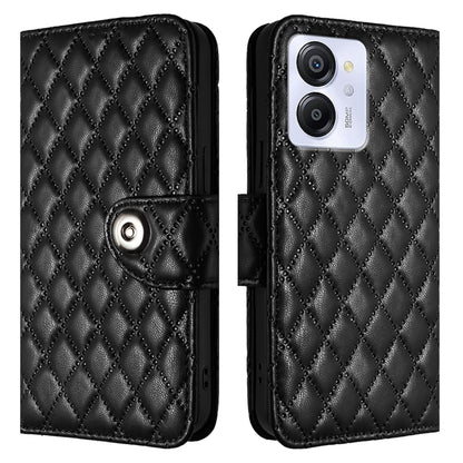 For Blackview Color 8 Rhombic Texture Flip Leather Phone Case with Lanyard(Black) - More Brand by PMC Jewellery | Online Shopping South Africa | PMC Jewellery | Buy Now Pay Later Mobicred