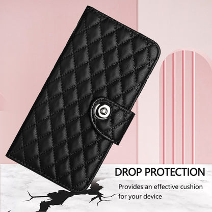 For Blackview Color 8 Rhombic Texture Flip Leather Phone Case with Lanyard(Black) - More Brand by PMC Jewellery | Online Shopping South Africa | PMC Jewellery | Buy Now Pay Later Mobicred