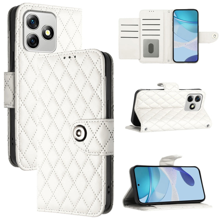 For Ulefone Note 18 Ultra Rhombic Texture Flip Leather Phone Case with Lanyard(White) - Ulefone Cases by PMC Jewellery | Online Shopping South Africa | PMC Jewellery | Buy Now Pay Later Mobicred