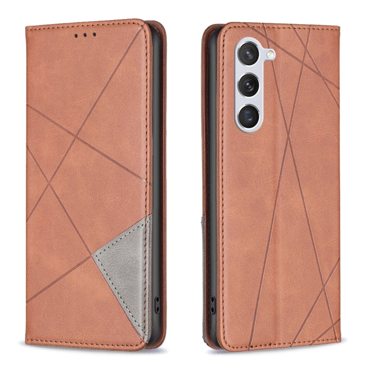 For Samsung Galaxy S25 5G Rhombus Texture Magnetic Leather Phone Case(Brown) - Galaxy S25 5G Cases by PMC Jewellery | Online Shopping South Africa | PMC Jewellery | Buy Now Pay Later Mobicred