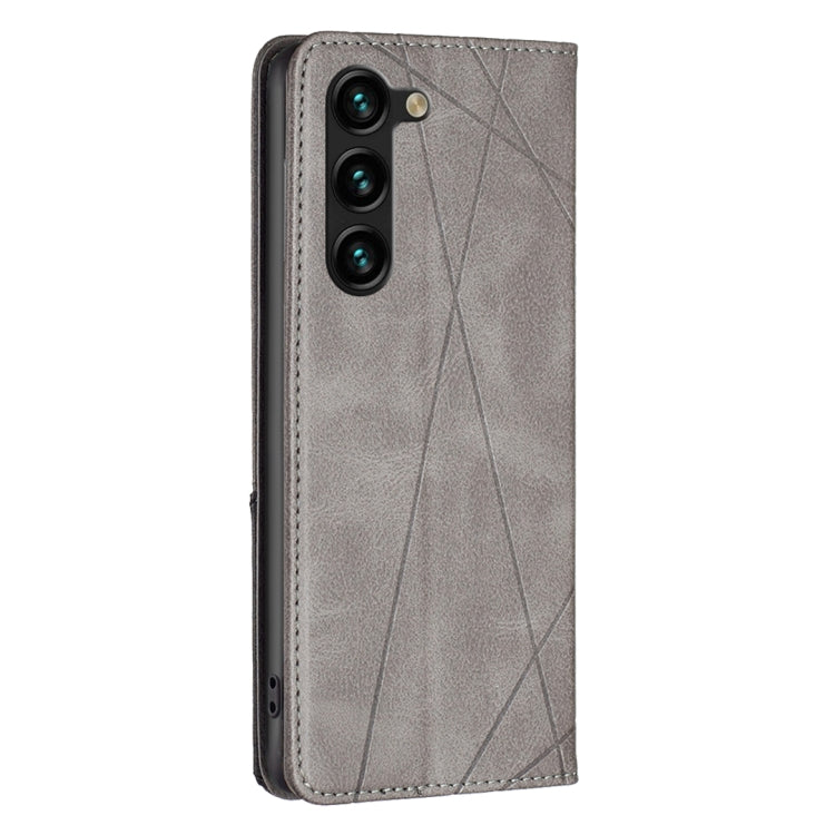 For Samsung Galaxy S25+ 5G Rhombus Texture Magnetic Leather Phone Case(Grey) - Galaxy S25+ 5G Cases by PMC Jewellery | Online Shopping South Africa | PMC Jewellery | Buy Now Pay Later Mobicred