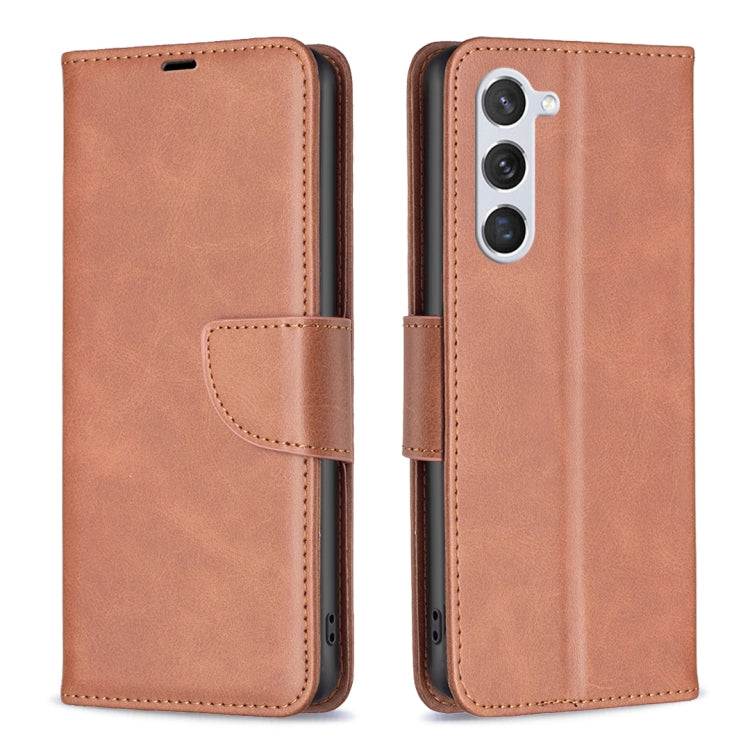 For Samsung Galaxy S25 5G Lambskin Texture Pure Color Flip Leather Phone Case(Brown) - Galaxy S25 5G Cases by PMC Jewellery | Online Shopping South Africa | PMC Jewellery | Buy Now Pay Later Mobicred