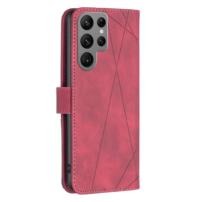 For Samsung Galaxy S25 Ultra 5G Magnetic Buckle Rhombus Texture Leather Phone Case(Red) - Galaxy S25 Ultra 5G Cases by PMC Jewellery | Online Shopping South Africa | PMC Jewellery | Buy Now Pay Later Mobicred