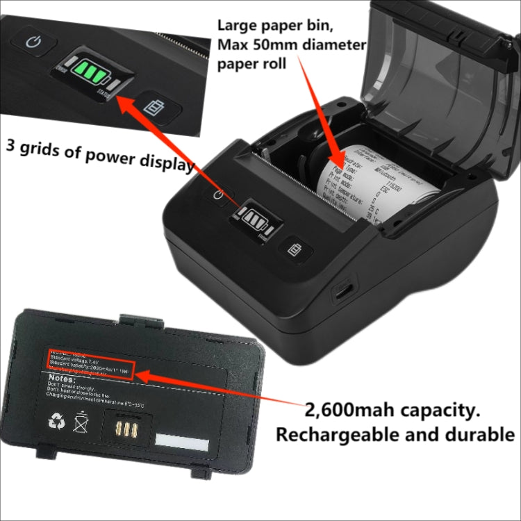 BT-802 80mm USB-C/Type-C + Bluetooth Portable Thermal Printer(US Plug) - Printer by PMC Jewellery | Online Shopping South Africa | PMC Jewellery | Buy Now Pay Later Mobicred