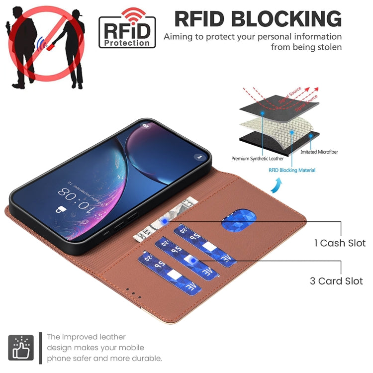 For Google Pixel 9 Pro Color Matching RFID Anti-theft Leather Phone Case(Brown) - Google Cases by PMC TechLife | Online Shopping South Africa | PMC TechLife | Buy Now Pay Later Mobicred