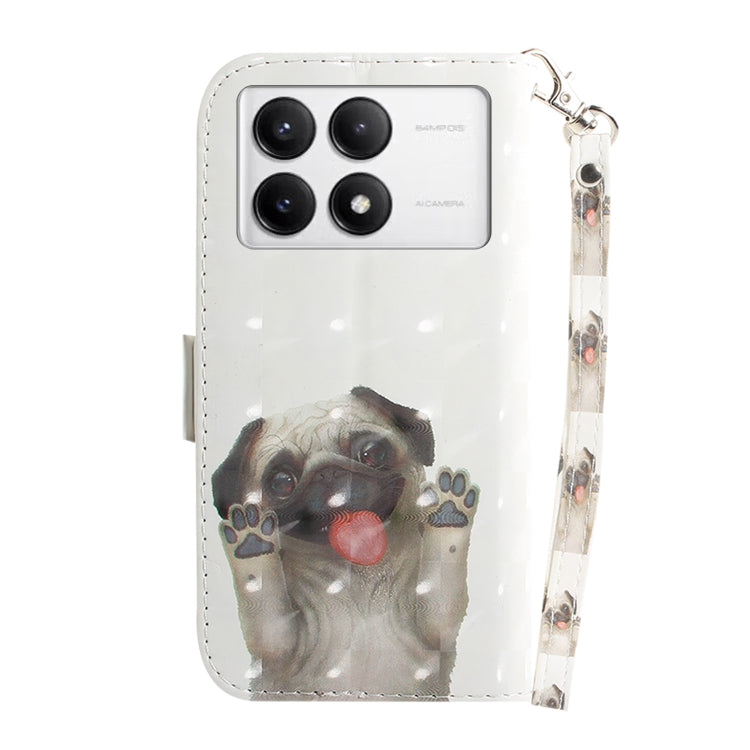 For Xiaomi Redmi K70 Pro / K70 3D Colored Flip Leather Phone Case(Pug) - K70 Cases by PMC Jewellery | Online Shopping South Africa | PMC Jewellery | Buy Now Pay Later Mobicred