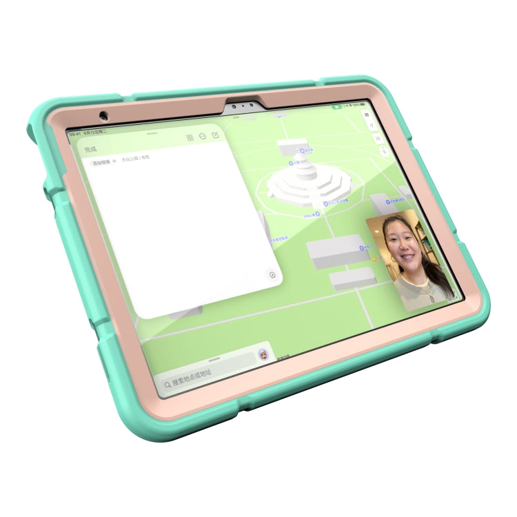 For iPad Air 11 2024 Armor Holder Silicone Hybrid PC Tablet Case(Mint Green Gold) - iPad Air 11 2024 Cases by PMC Jewellery | Online Shopping South Africa | PMC Jewellery | Buy Now Pay Later Mobicred