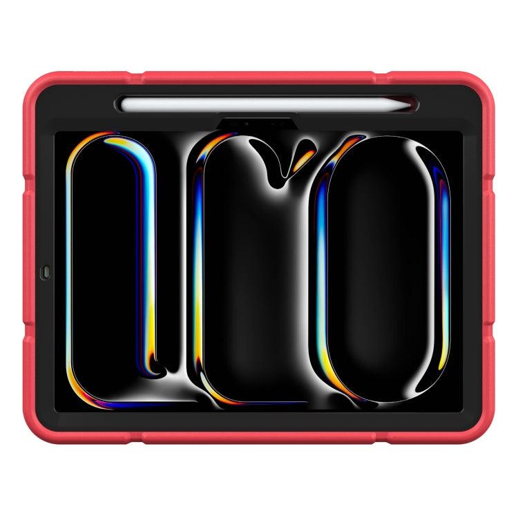 For iPad Pro 11 2024 Armor Holder Silicone Hybrid PC Tablet Case(Red Black) - iPad Pro 11 2024 Cases by PMC TechLife | Online Shopping South Africa | PMC TechLife | Buy Now Pay Later Mobicred
