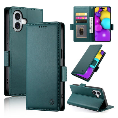 For iPhone 16 Side Buckle Magnetic Frosted Leather Phone Case(Dark Green) - iPhone 16 Cases by PMC Jewellery | Online Shopping South Africa | PMC Jewellery | Buy Now Pay Later Mobicred