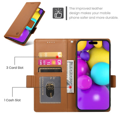 For iPhone 16 Side Buckle Magnetic Frosted Leather Phone Case(Brown) - iPhone 16 Cases by PMC Jewellery | Online Shopping South Africa | PMC Jewellery | Buy Now Pay Later Mobicred