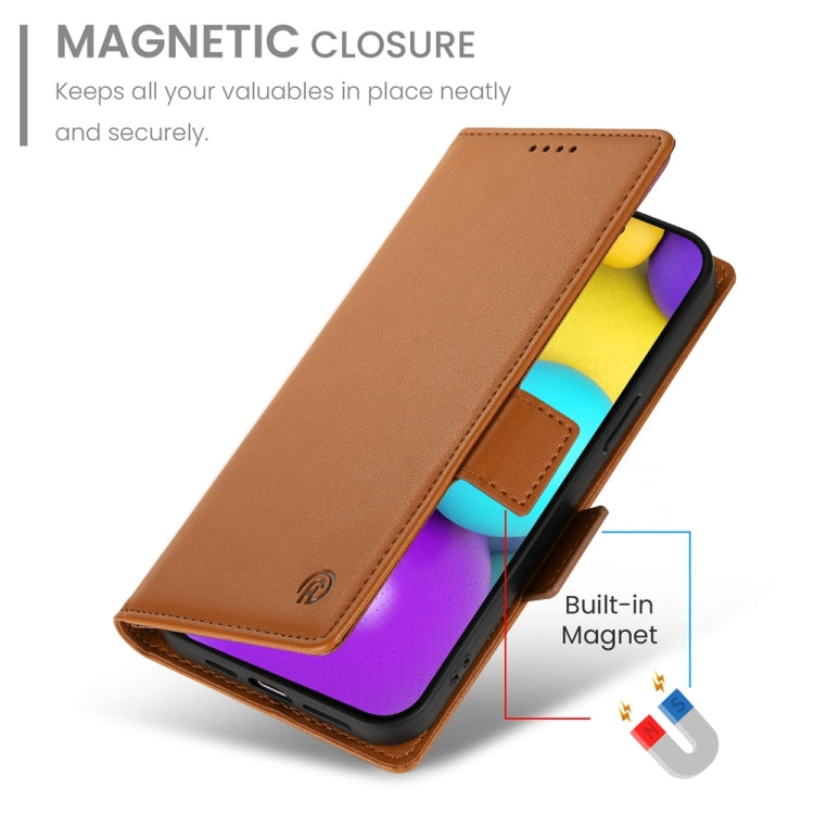 For iPhone 16 Side Buckle Magnetic Frosted Leather Phone Case(Brown) - iPhone 16 Cases by PMC Jewellery | Online Shopping South Africa | PMC Jewellery | Buy Now Pay Later Mobicred