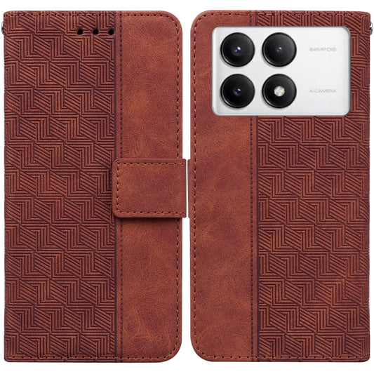 For Xiaomi Redmi K70 Pro / K70 Geometric Embossed Leather Phone Case(Brown) - K70 Cases by PMC Jewellery | Online Shopping South Africa | PMC Jewellery | Buy Now Pay Later Mobicred