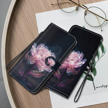 For Xiaomi Redmi K70 Pro / K70 Crystal Texture Colored Drawing Leather Phone Case(Purple Peony) - K70 Cases by PMC Jewellery | Online Shopping South Africa | PMC Jewellery | Buy Now Pay Later Mobicred