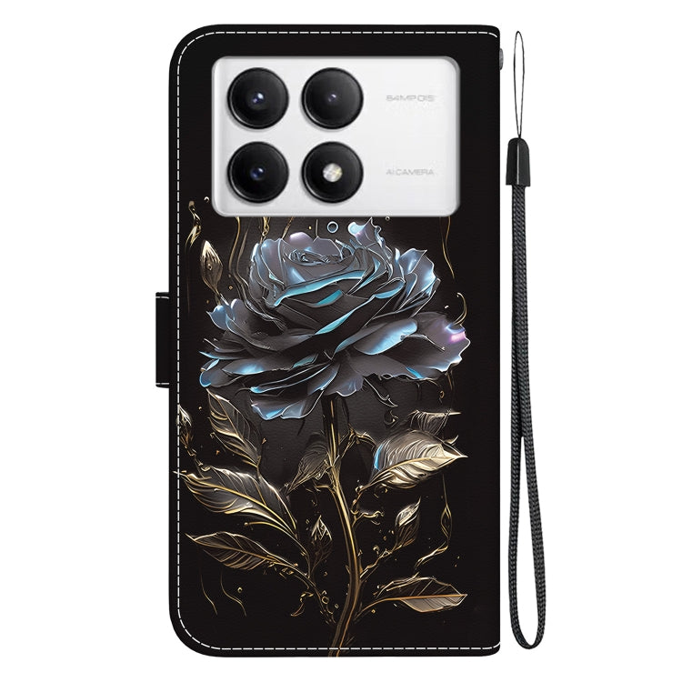 For Xiaomi Redmi K70 Pro / K70 Crystal Texture Colored Drawing Leather Phone Case(Black Rose) - K70 Cases by PMC Jewellery | Online Shopping South Africa | PMC Jewellery | Buy Now Pay Later Mobicred