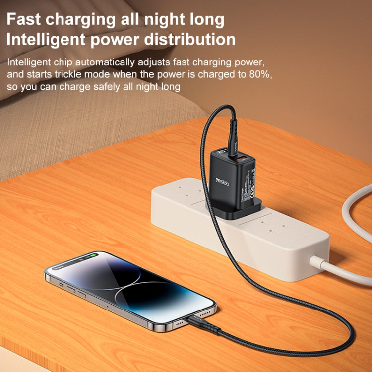 Yesido YC87 PD 20W USB-C / Type-C + USB Digital Display Charger, Specification:UK Plug(Black) - USB Charger by Yesido | Online Shopping South Africa | PMC TechLife | Buy Now Pay Later Mobicred