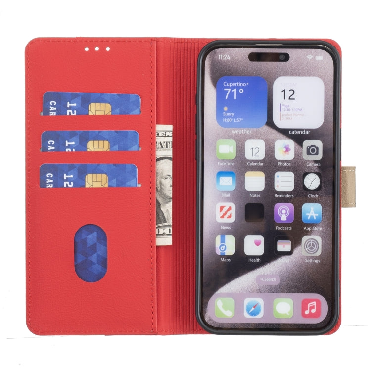 For iPhone 16 Plus Color Matching RFID Anti-theft Leather Phone Case(Red) - iPhone 16 Plus Cases by PMC TechLife | Online Shopping South Africa | PMC TechLife | Buy Now Pay Later Mobicred