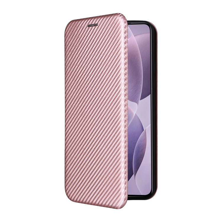 For Redmi K70 Carbon Fiber Texture Flip Leather Phone Case(Pink) - K70 Cases by PMC Jewellery | Online Shopping South Africa | PMC Jewellery | Buy Now Pay Later Mobicred