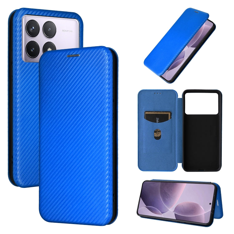 For Redmi K70 Carbon Fiber Texture Flip Leather Phone Case(Blue) - K70 Cases by PMC Jewellery | Online Shopping South Africa | PMC Jewellery | Buy Now Pay Later Mobicred