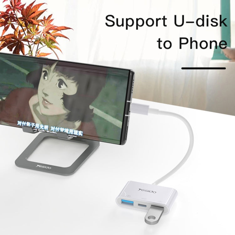 Yesido GS17 USB-C / Type-C to Dual USB + USB-C / Type-C OTG Adapter(White) - free shipping - PMC Jewellery - Order now!