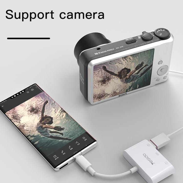 Yesido GS17 USB-C / Type-C to Dual USB + USB-C / Type-C OTG Adapter(White) - free shipping - PMC Jewellery - Order now!