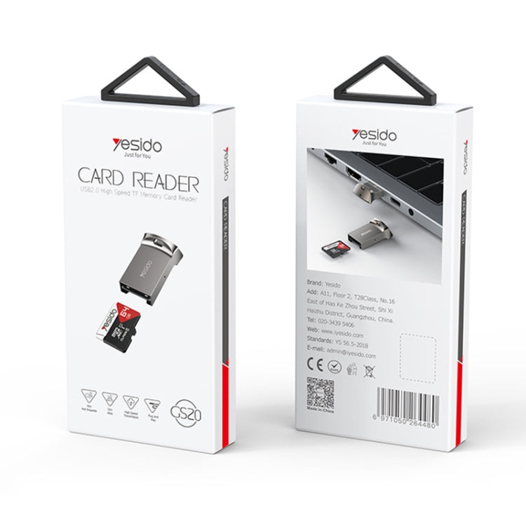 Yesido GS20 USB 2.0 to TF Card Portable Mini OTG Card Reader(Black) - U Disk & Card Reader by Yesido | Online Shopping South Africa | PMC Jewellery | Buy Now Pay Later Mobicred