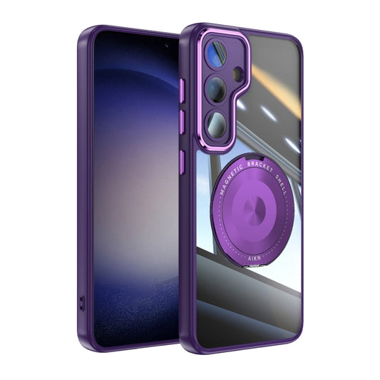 For Samsung Galaxy S25+ 5G 360 Holder MagSafe Acrylic Hybrid TPU Phone Case(Purple) - Galaxy S25+ 5G Cases by PMC Jewellery | Online Shopping South Africa | PMC Jewellery | Buy Now Pay Later Mobicred