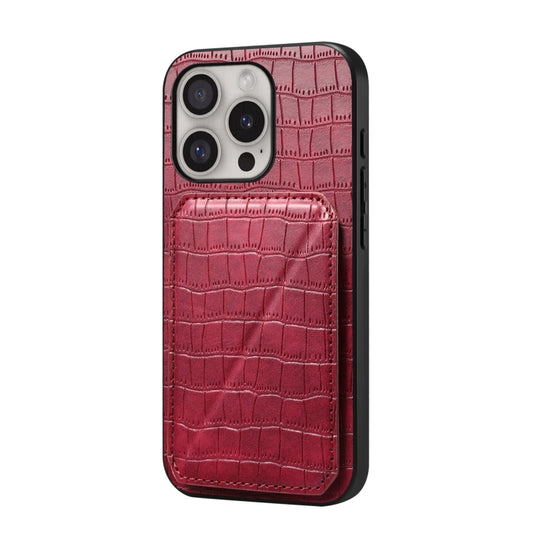 For iPhone 16 Pro Imitation Crocodile Leather Back Phone Case with Holder(Rose Red) - iPhone 16 Pro Cases by PMC Jewellery | Online Shopping South Africa | PMC Jewellery | Buy Now Pay Later Mobicred