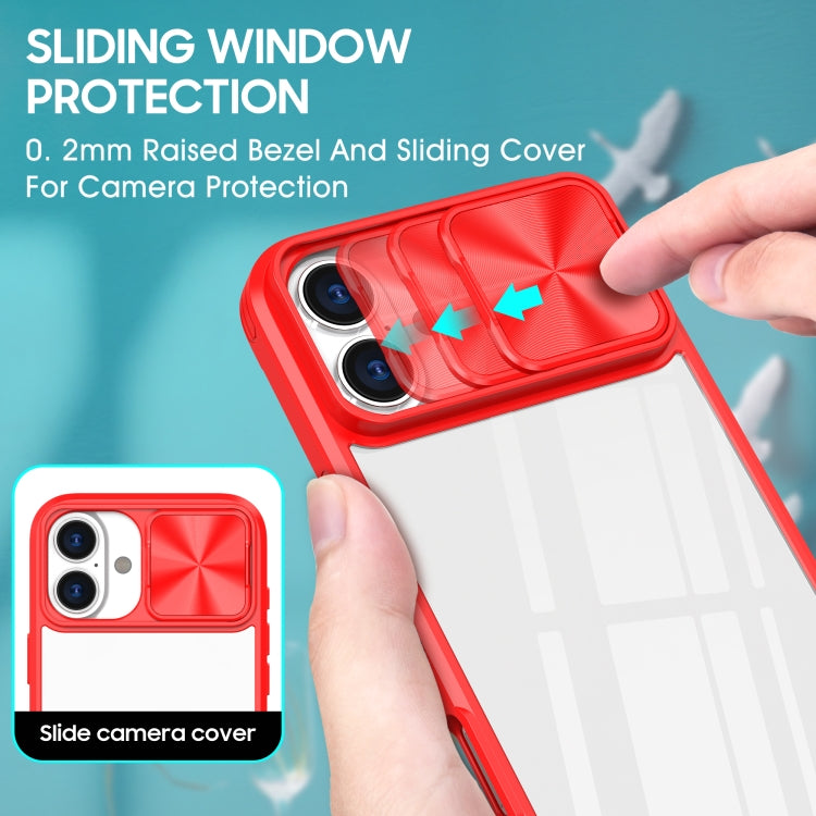 For iPhone 16 Sliding Camshield Acrylic Hybrid TPU Phone Case(Red) - iPhone 16 Cases by PMC Jewellery | Online Shopping South Africa | PMC Jewellery | Buy Now Pay Later Mobicred