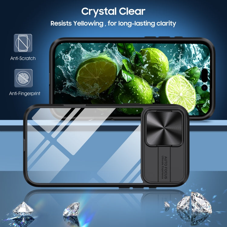 For iPhone 16 Pro Sliding Camshield Acrylic Hybrid TPU Phone Case(Black) - iPhone 16 Pro Cases by PMC TechLife | Online Shopping South Africa | PMC TechLife | Buy Now Pay Later Mobicred