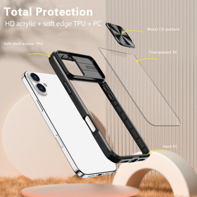 For iPhone 16 Pro Sliding Camshield Acrylic Hybrid TPU Phone Case(Black) - iPhone 16 Pro Cases by PMC TechLife | Online Shopping South Africa | PMC TechLife | Buy Now Pay Later Mobicred