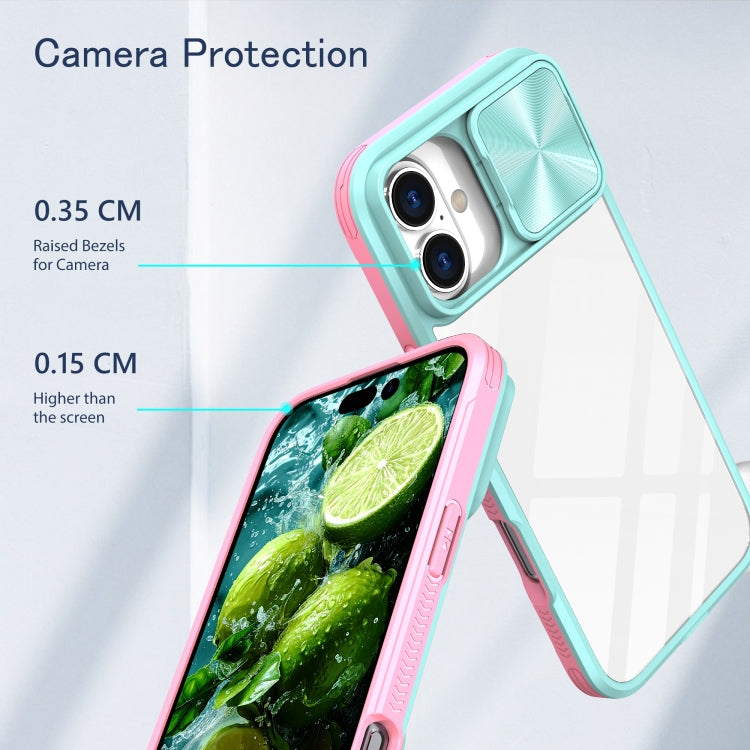 For iPhone 16 Pro Sliding Camshield Acrylic Hybrid TPU Phone Case(Blue Pink) - iPhone 16 Pro Cases by PMC Jewellery | Online Shopping South Africa | PMC Jewellery | Buy Now Pay Later Mobicred