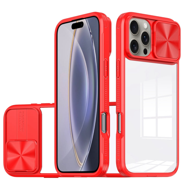 For iPhone 16 Pro Sliding Camshield Acrylic Hybrid TPU Phone Case(Red) - iPhone 16 Pro Cases by PMC TechLife | Online Shopping South Africa | PMC TechLife | Buy Now Pay Later Mobicred