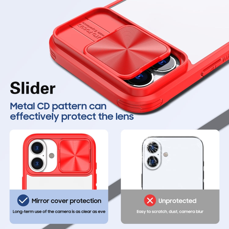 For iPhone 16 Plus Sliding Camshield Acrylic Hybrid TPU Phone Case(Red) - iPhone 16 Plus Cases by PMC TechLife | Online Shopping South Africa | PMC TechLife | Buy Now Pay Later Mobicred