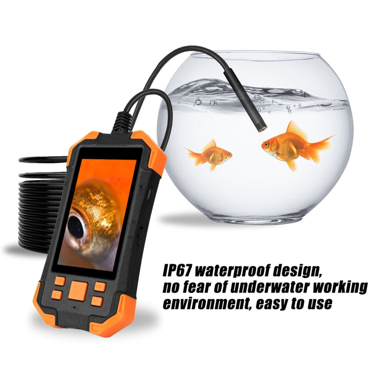 T20 4.3 inch IPS Screen 8mm Single Camera IP67 Waterproof Hard Cable Digital Endoscope, Length:1m(Black Orange) -  by PMC Jewellery | Online Shopping South Africa | PMC Jewellery | Buy Now Pay Later Mobicred